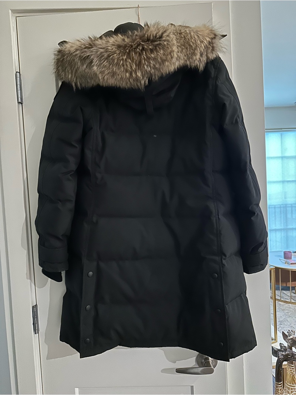 Canada Goose Black Long Down Puffer Coat with Fur-Trim Hood - Picture 5 of 7